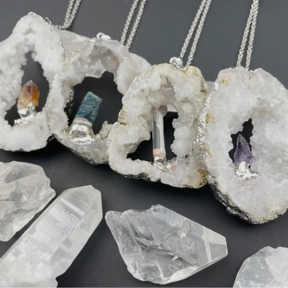 Druzy Geode Silver Necklace